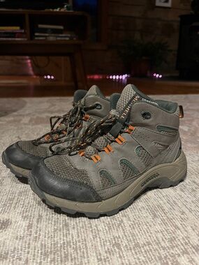 Merrell Boys Olive Green and Orange Accent Hiking Boots